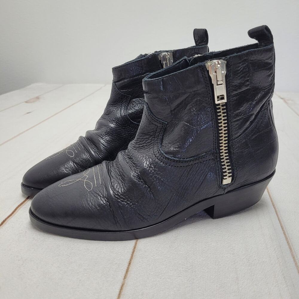 Golden Goose Viand black leather western boots short cowgirl cowboy 36